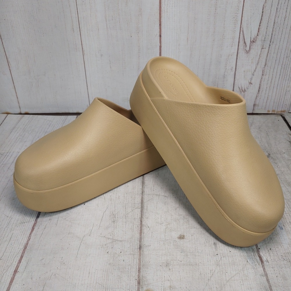 Crocs Dylan Platform Women Size W10 - Tan Brown Chunky Slip On Clogs 209669